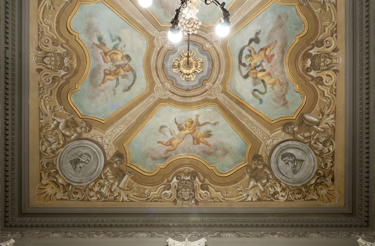Piacenza, Teatro Municipale, foyer particolari del soffitto decorato (foto Andrea Scardova, IBC) 2016